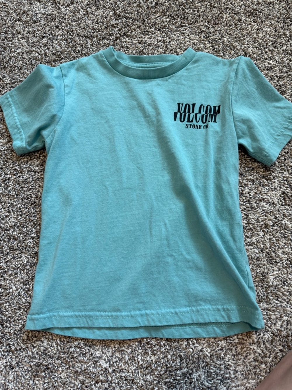 Volcom Kids Short Sleeve Tee in Aqua Blue with Black Logo